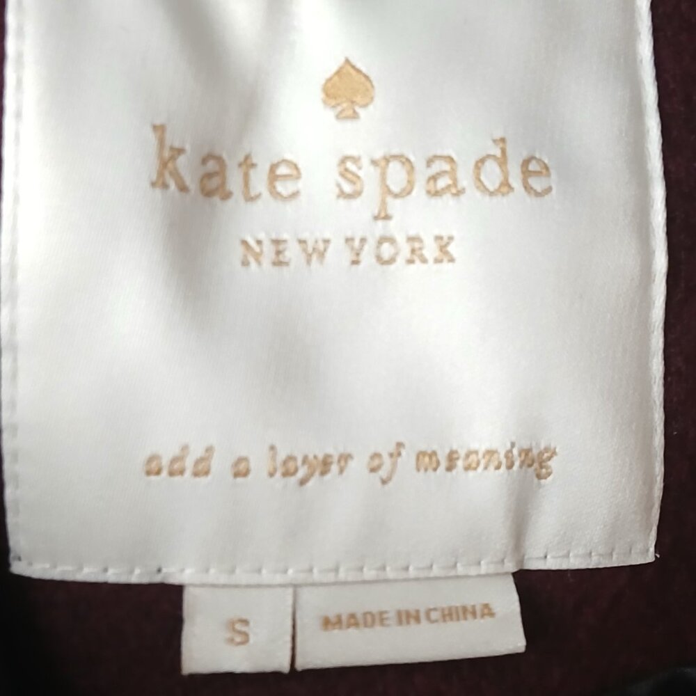 Kate Spade Chic Wool Blend Bow Cape Burgundy Size Small - Picture 7 of 7